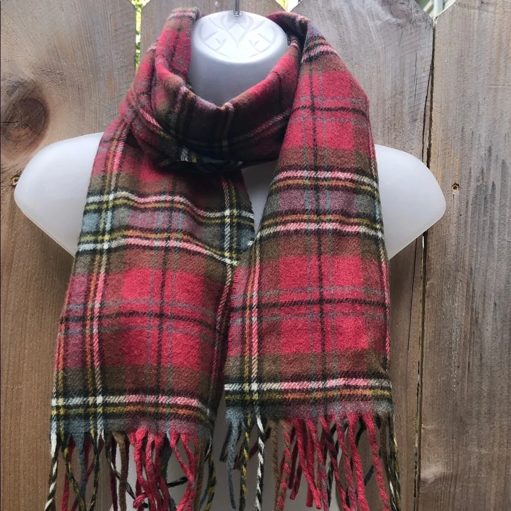 Johnstons of Elgin Iconic Tartan Wool Scarf. Red & Brown MacLean of Duart Muted